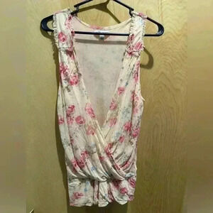 Banana Republic Silk Y2K Floral Wrap Sleeveless Blouse Women’s L Easter